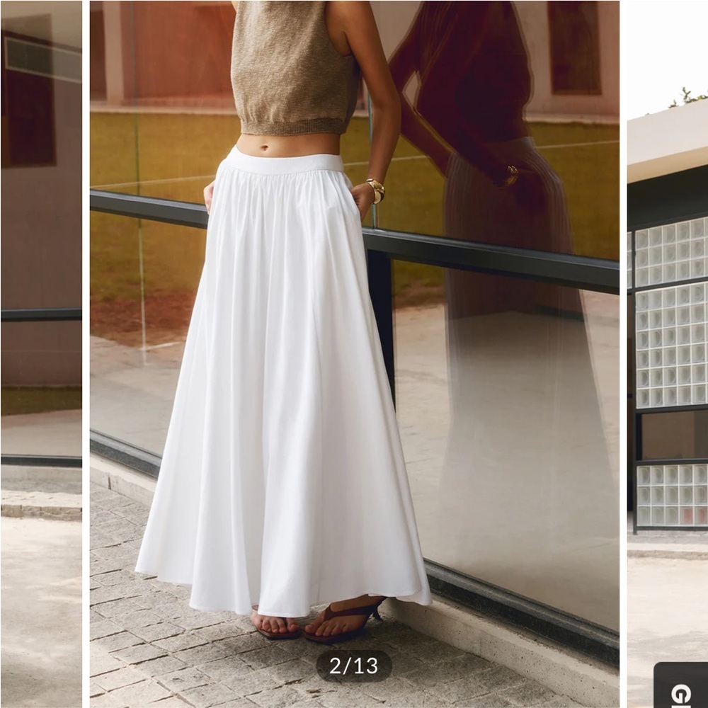 NWT Commense Linen White Maxi Skirt